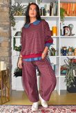 Sunday Morning Relaxed Sweatshirt Grey & Burgundy